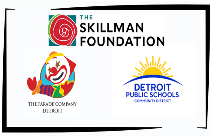  Logos for the Skillman Foundation, The Parade Company and Detroit Public Schools.